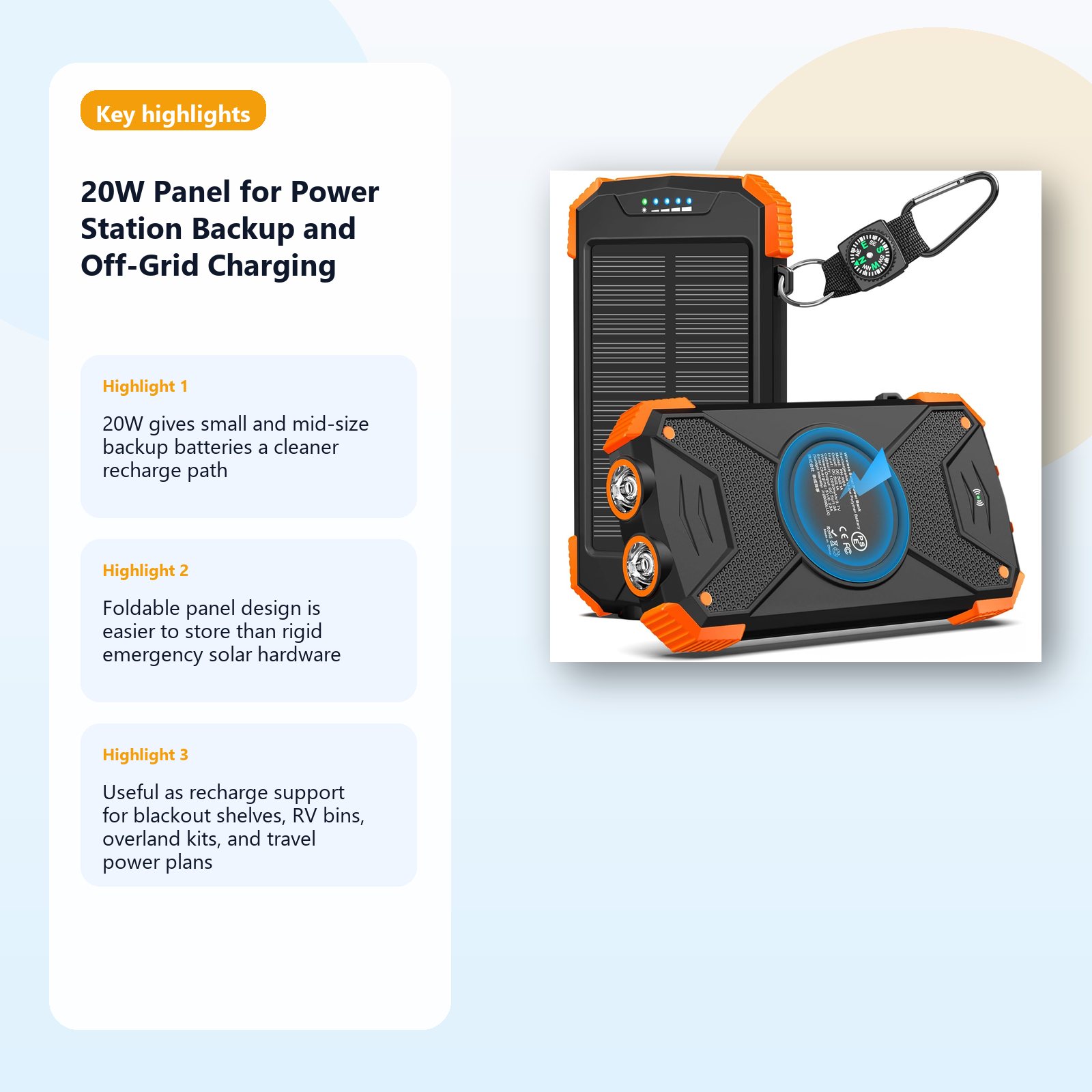 foldable solar panel for backup power station charging detail panel