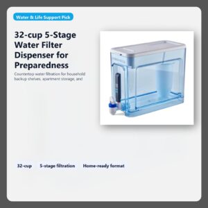countertop water filter dispenser for home preparedness shelves hero image