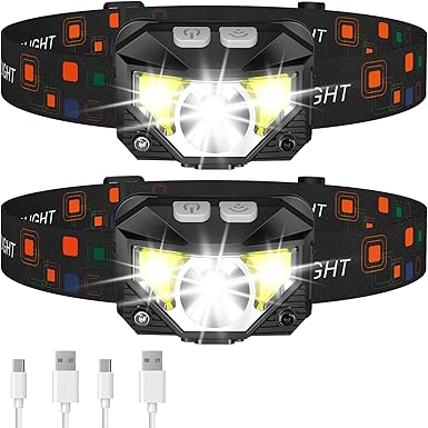 LHKNL Headlamp Flashlight, Lumen Ultra-Light Bright LED Rech