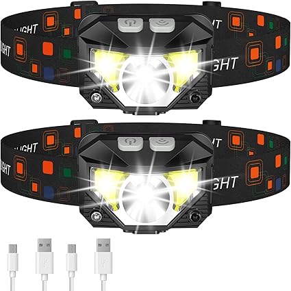 LHKNL Headlamp Flashlight, Lumen Ultra-Light Bright LED Rech
