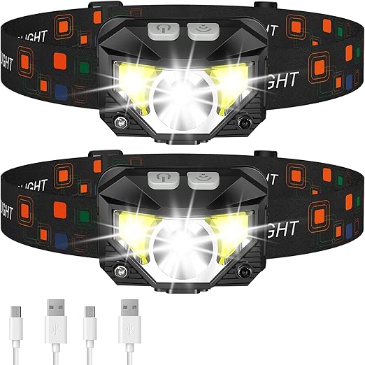 LHKNL Headlamp Flashlight, Lumen Ultra-Light Bright LED Rech