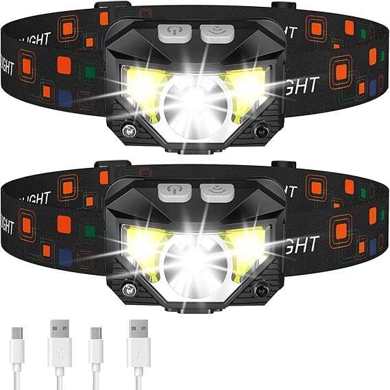 LHKNL Headlamp Flashlight, Lumen Ultra-Light Bright LED Rech