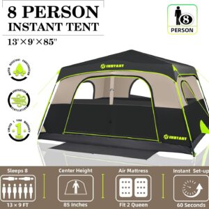4/6/8 Person Instant Tent - Waterproof Pop Up Cabin Tent for Easy Family Camping