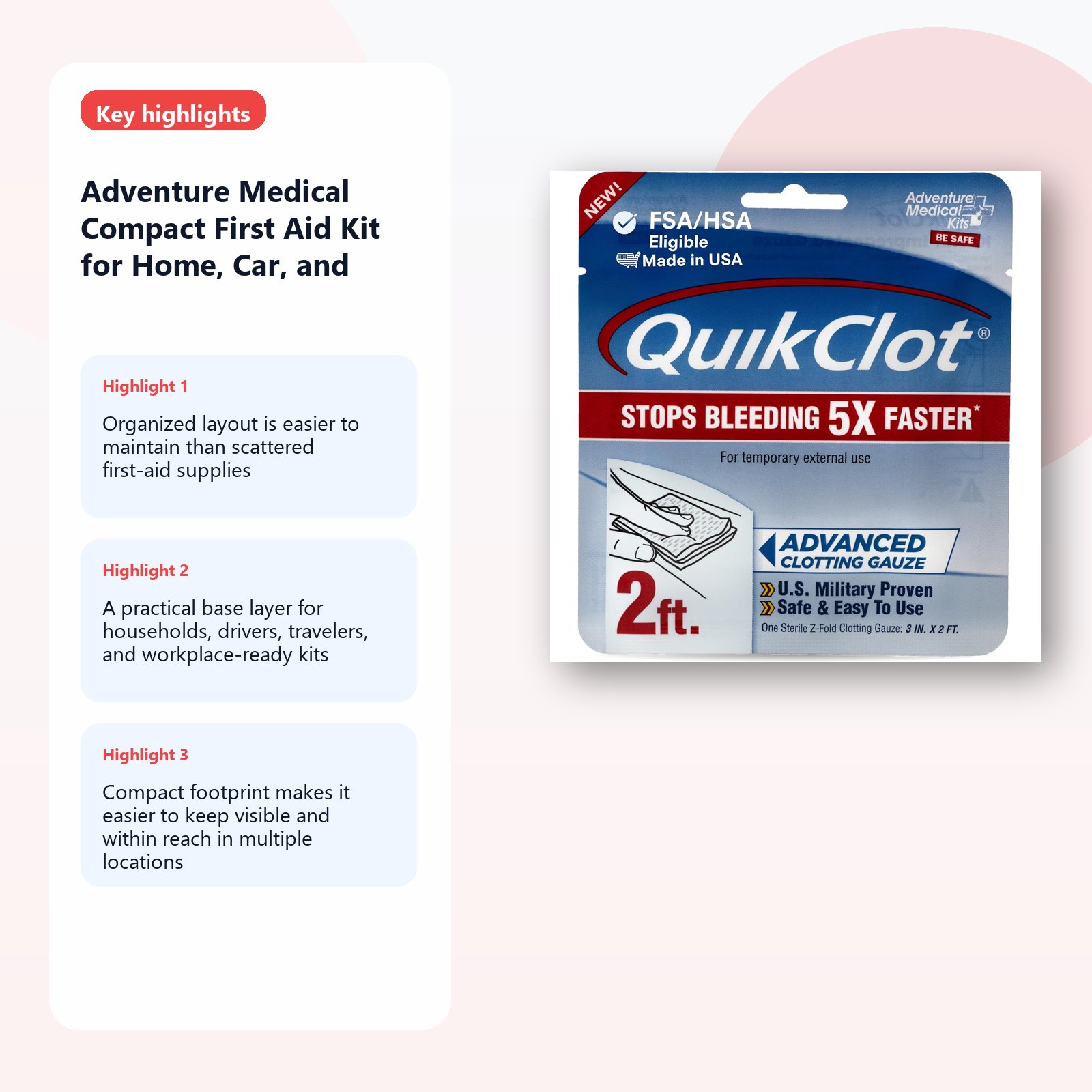 compact first aid kit for home car and travel use detail panel