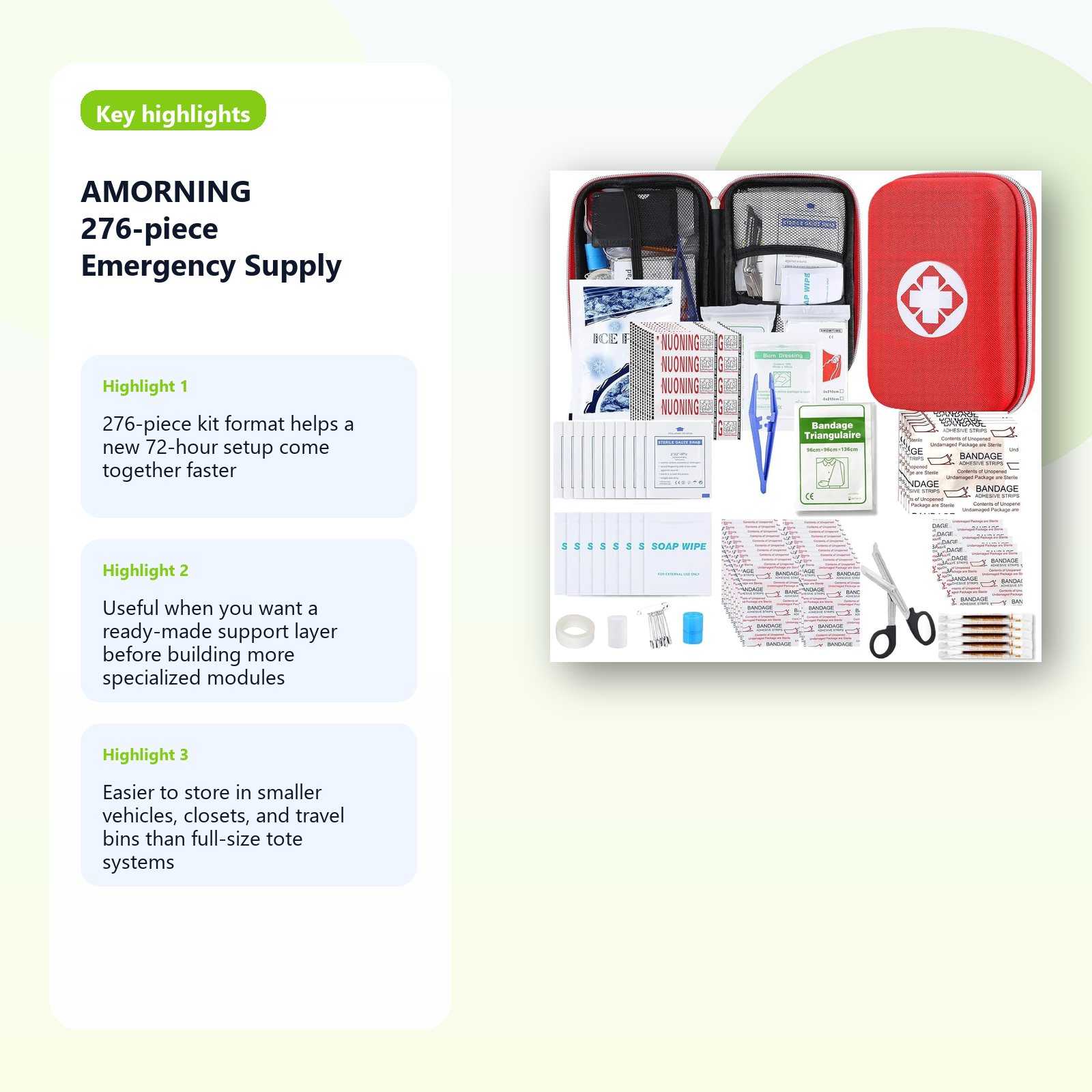 compact emergency supply kit for home and car readiness detail panel