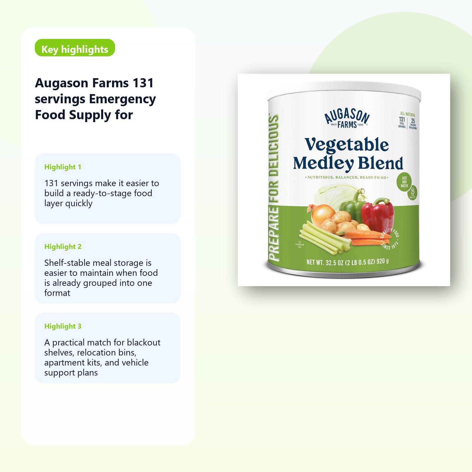 emergency food supply for 72 hour preparedness and blackout shelves detail panel