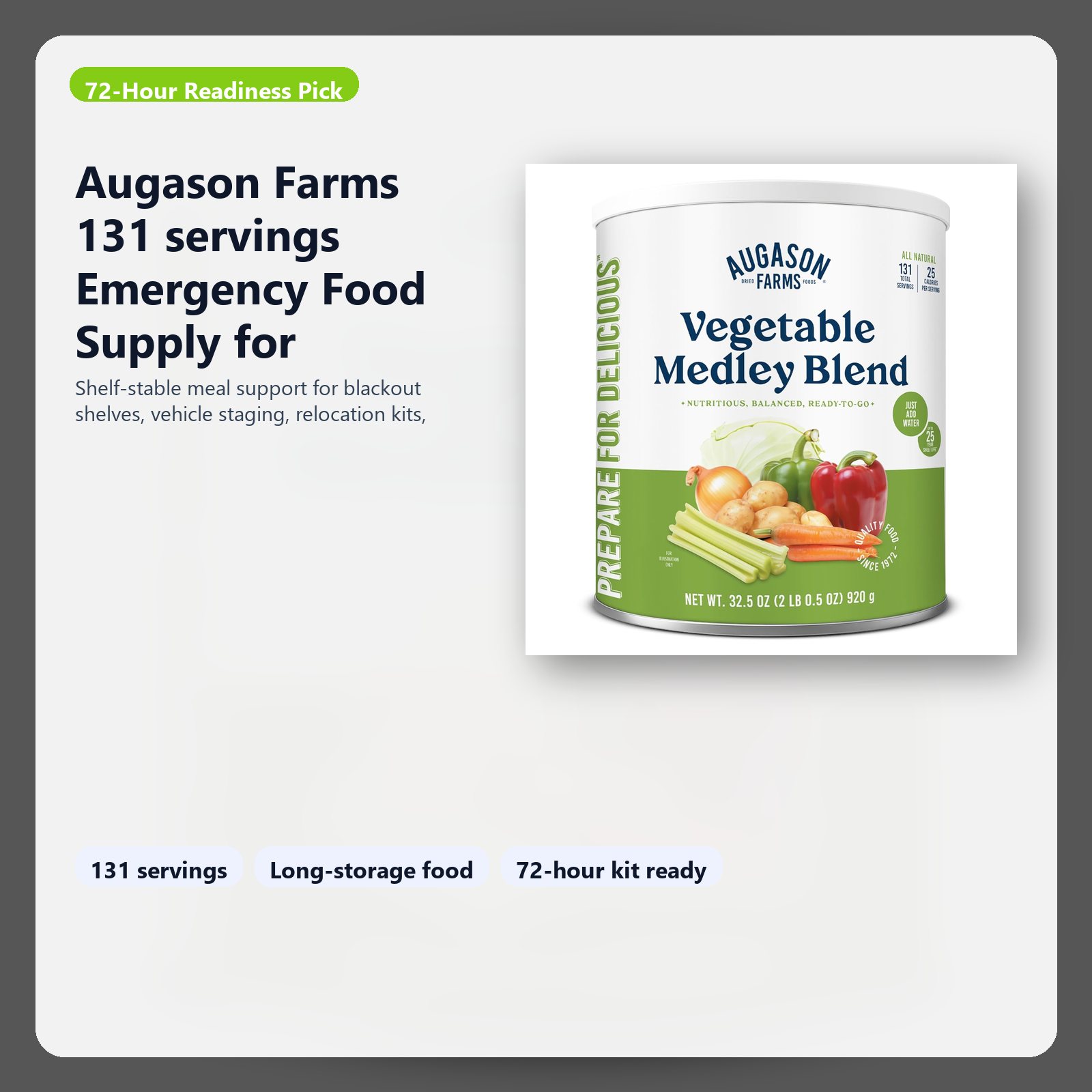 emergency food supply for 72 hour preparedness and blackout shelves hero