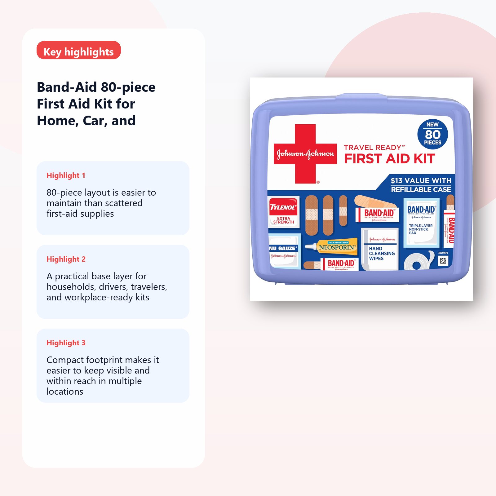 compact first aid kit for home car and travel use detail panel