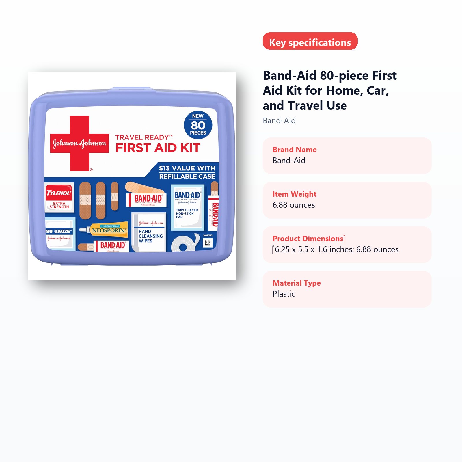 compact first aid kit for home car and travel use specifications guide