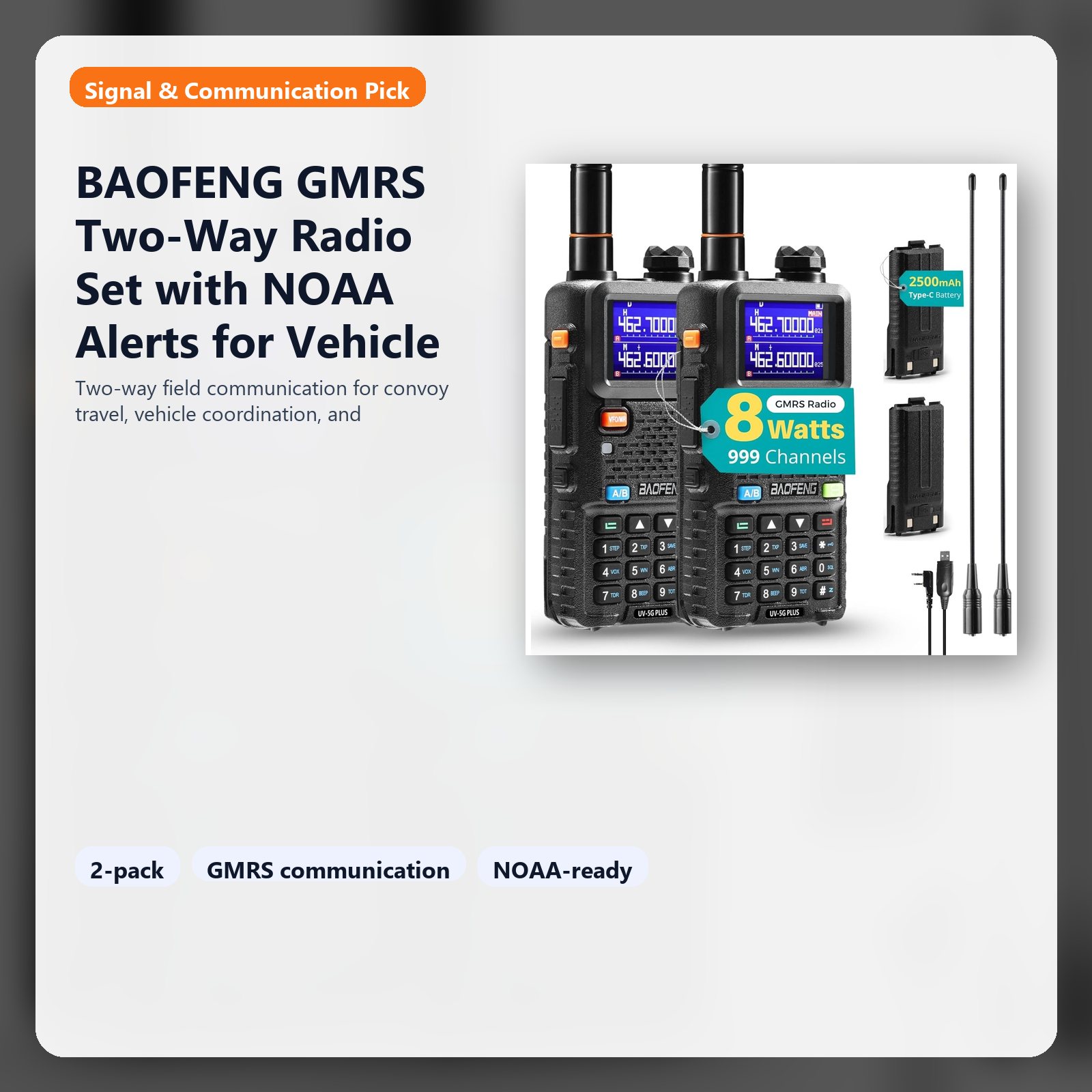 gmrs radio set for vehicle coordination and field communication hero