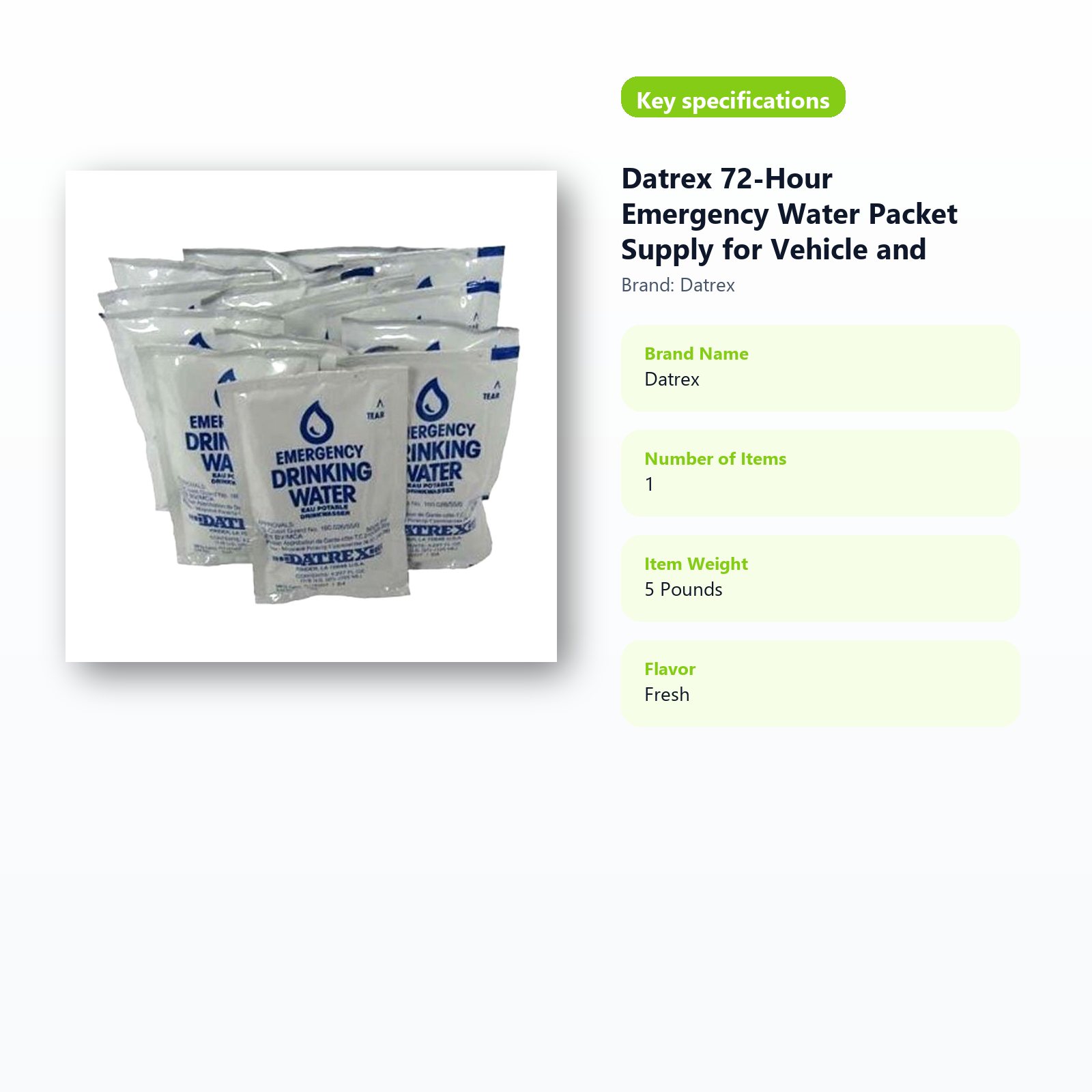 portable water backup for 72 hour readiness kits specifications guide