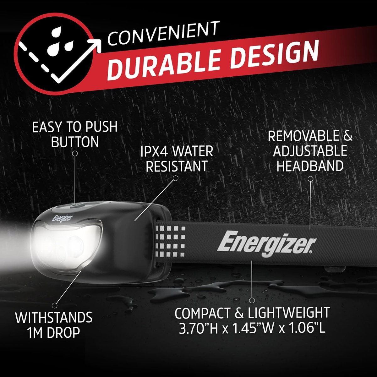 Energizer Rechargeable Headlamp durability and construction detail