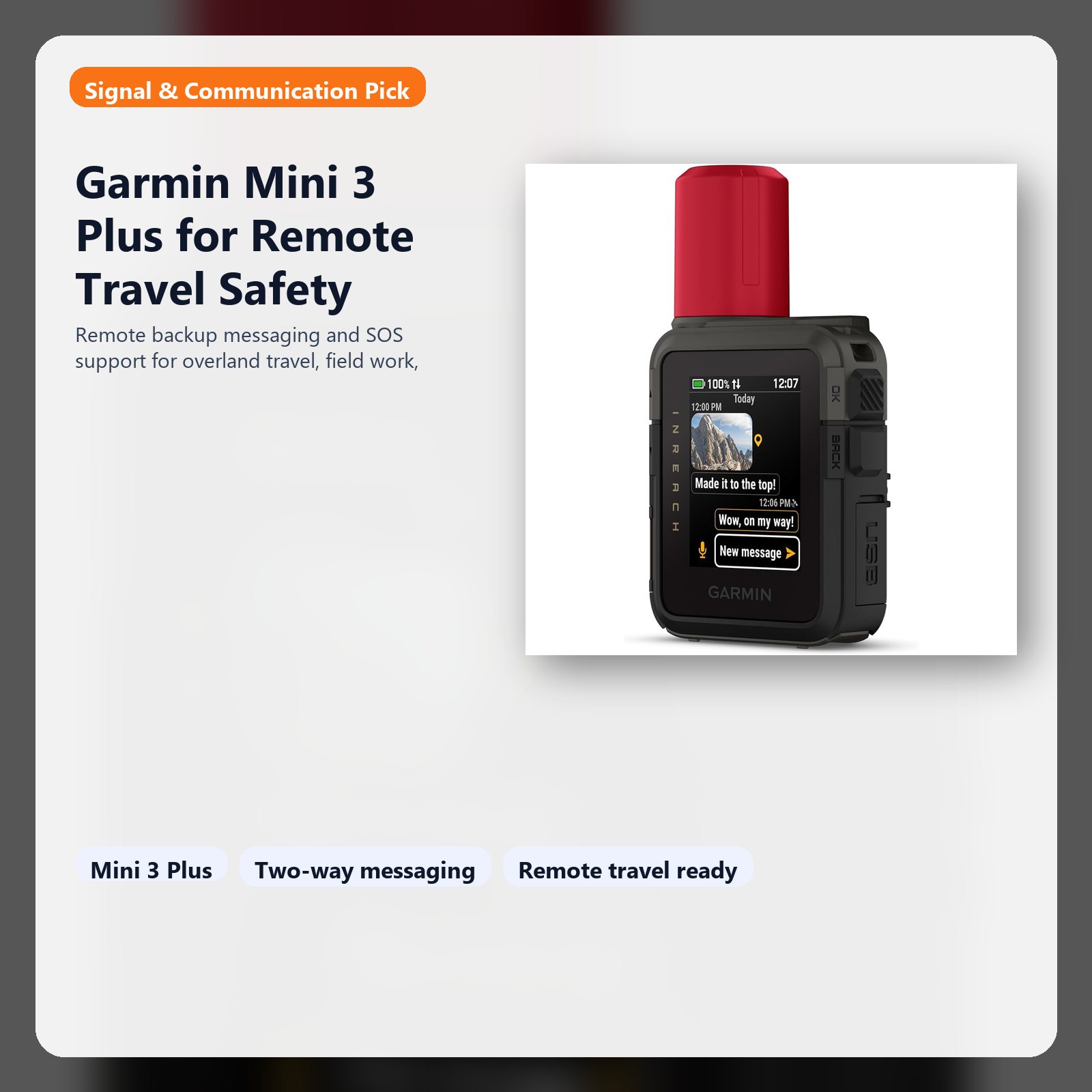 satellite communicator for remote travel safety and backup messaging hero