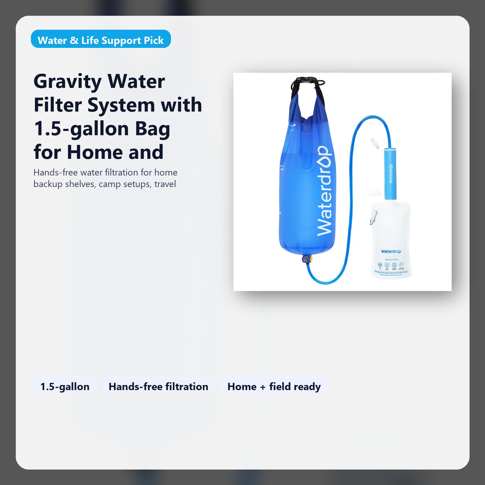 gravity water filter system for home and field backup hero
