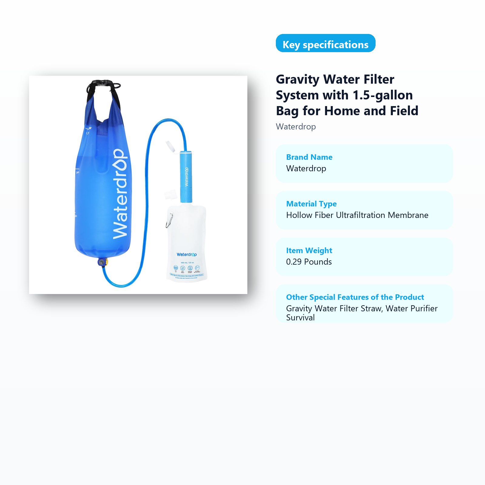 gravity water filter system for home and field backup specifications guide