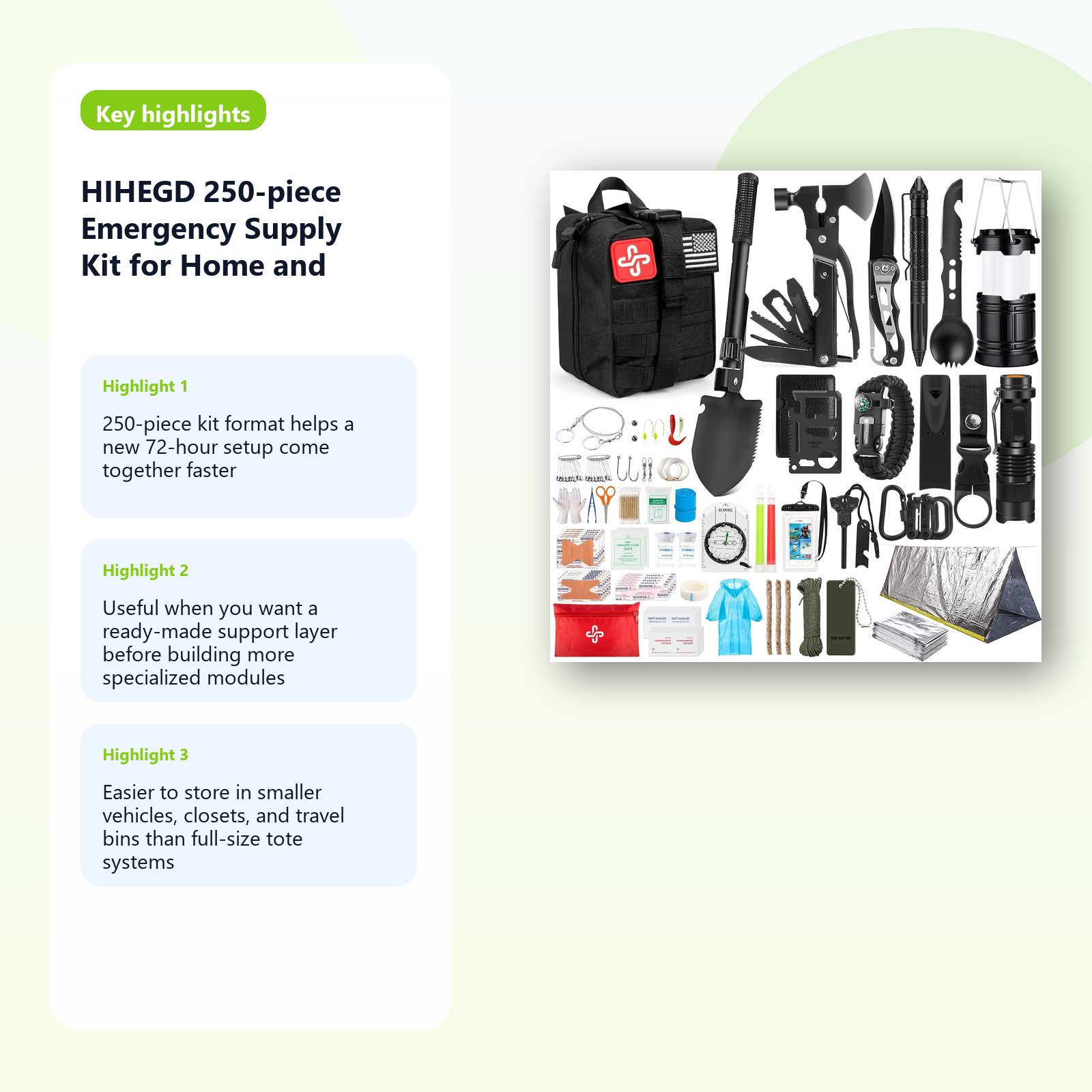 compact emergency supply kit for home and car readiness detail panel