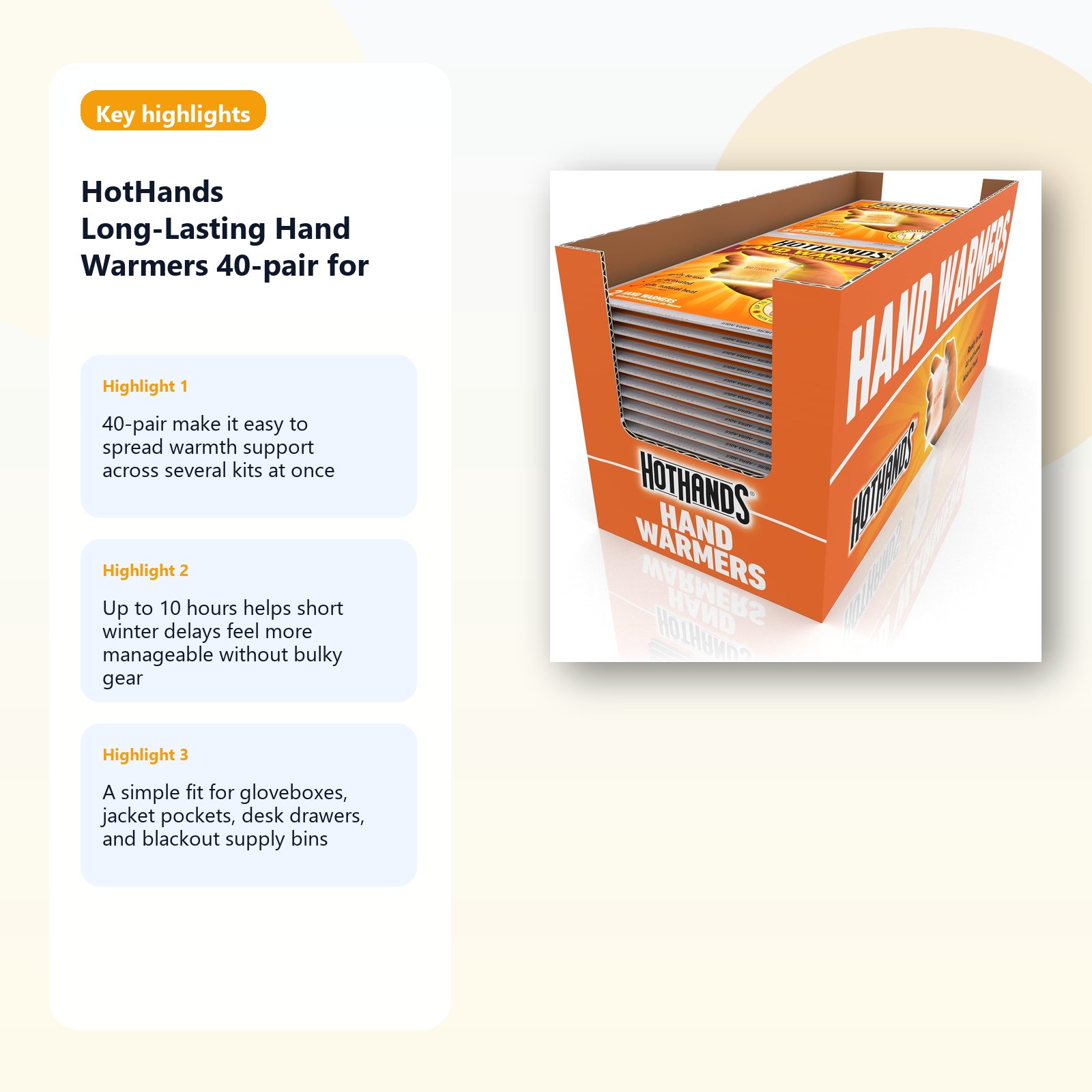 hand warmers for winter vehicle kits and blackout backup detail panel