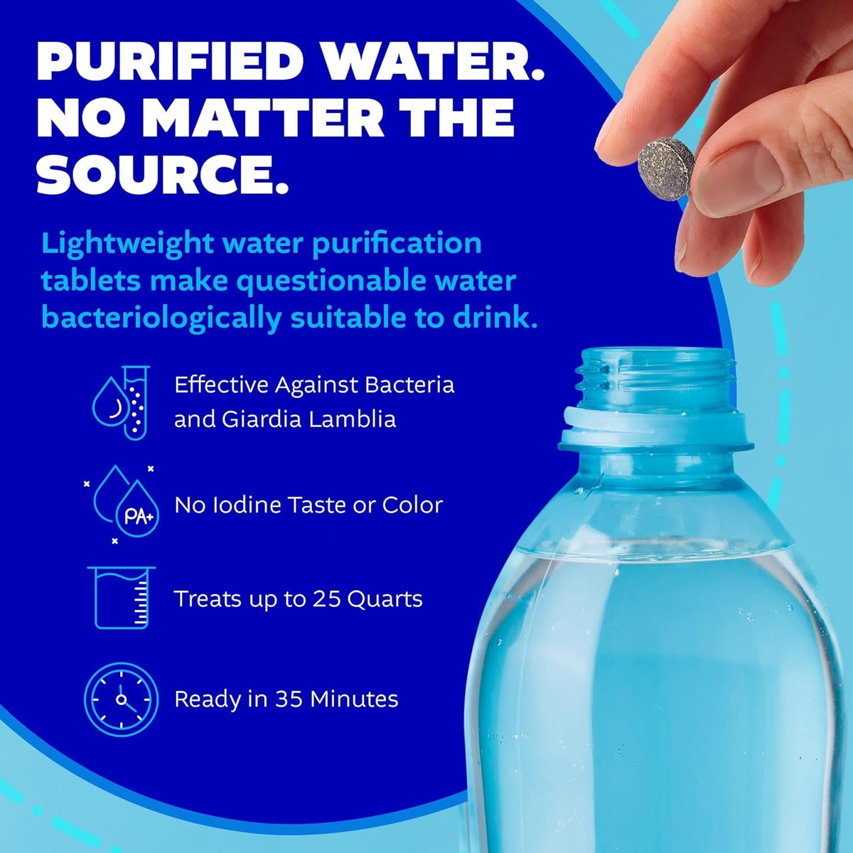 potable aqua Water Purification Tablets compact size for go-bag storage