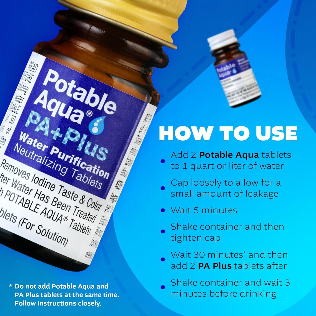 potable aqua Water Purification Tablets complete kit contents overview