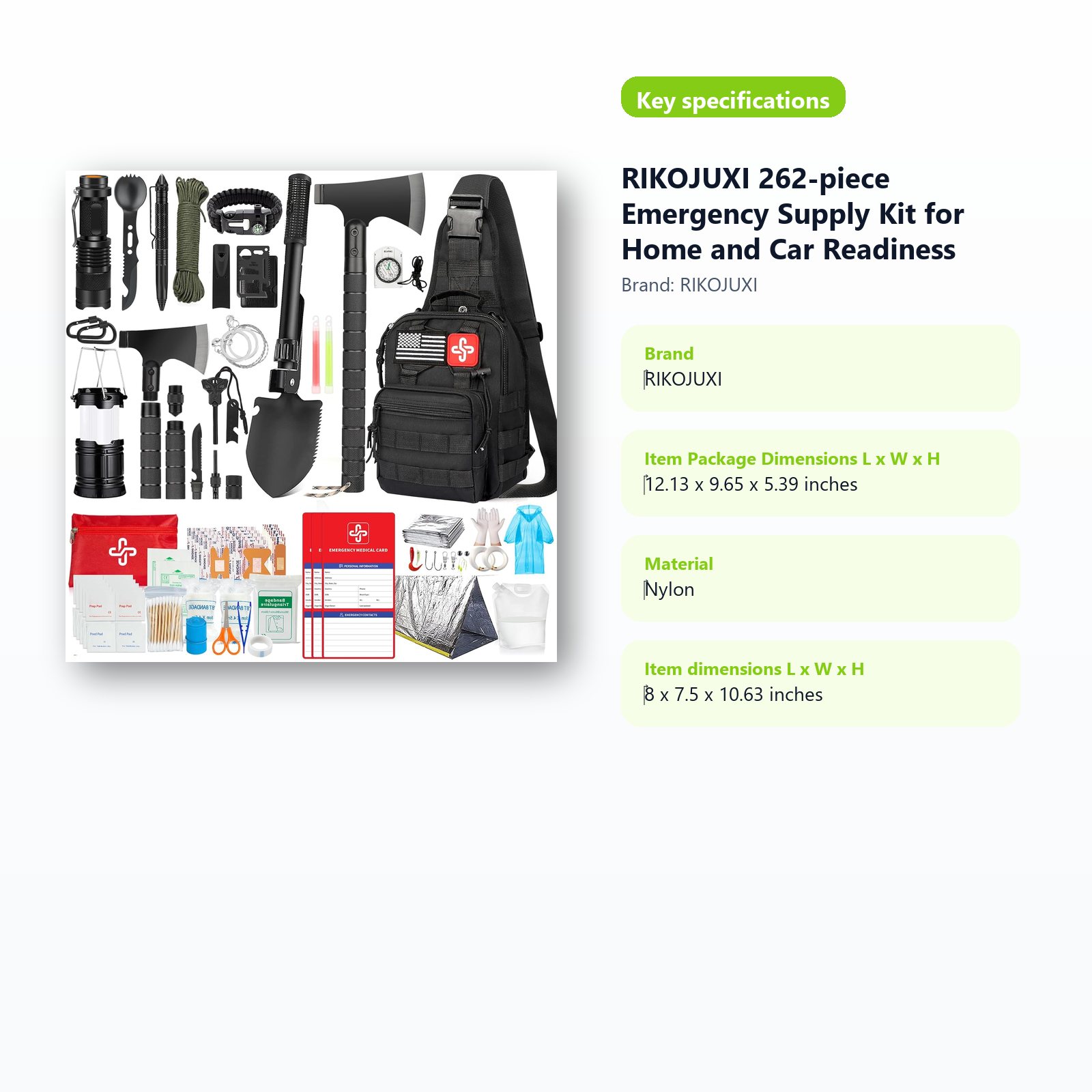 compact emergency supply kit for home and car readiness specifications guide