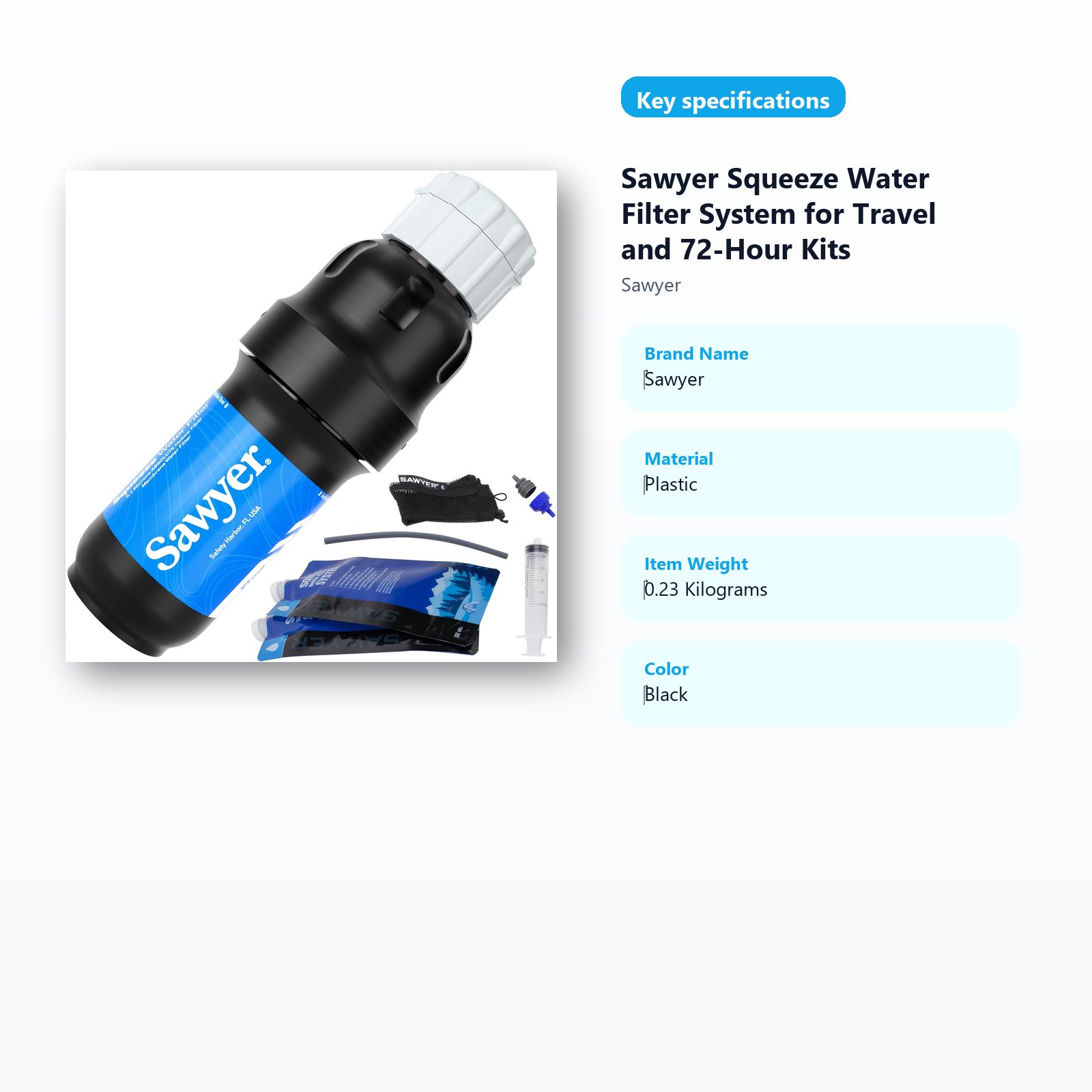 portable squeeze water filter for travel and backup water planning specifications guide