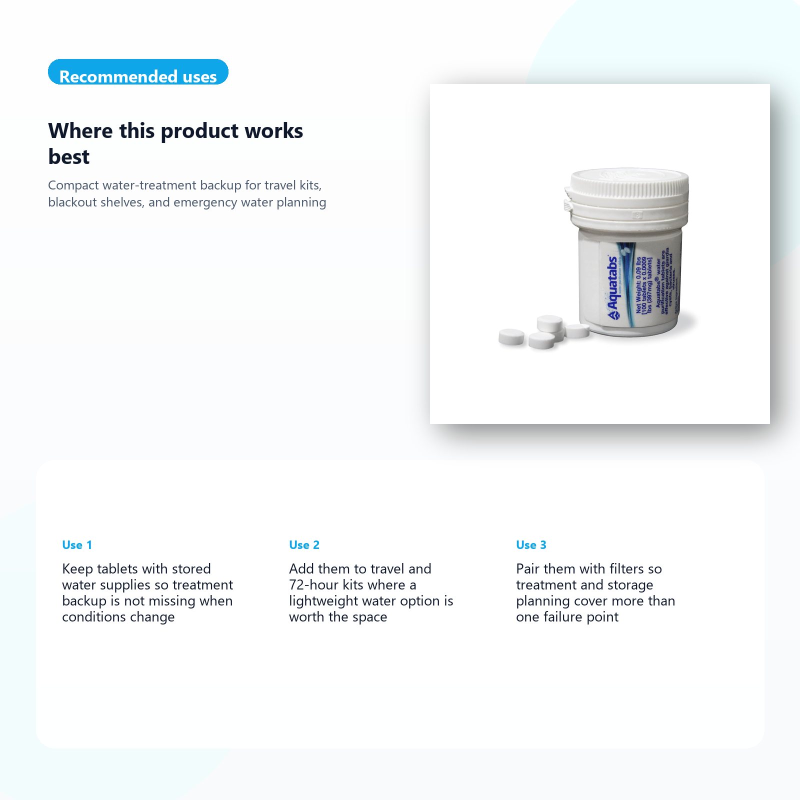 water purification tablets for emergency water treatment and backup storage use case guide