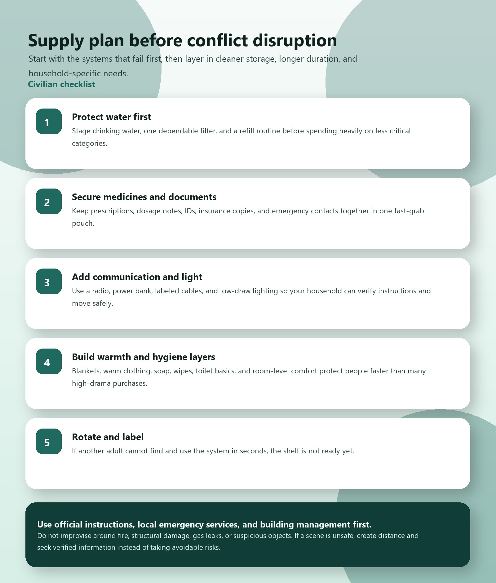civilian supply plan before war or regional conflict disrupts daily life checklist image