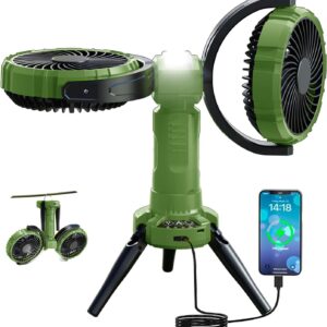 DRAYROMN Rechargeable Camping Fan with LED Lantern & Hook