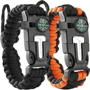 ELK Paracord Survival Bracelets 2-Pack Adjustable LED Flashlight