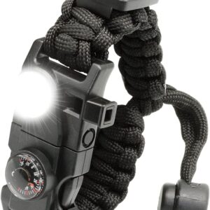 NVioAsport 20-in-1 Paracord Survival Bracelet with SOS LED, Fire Starter, Compass & Whistle
