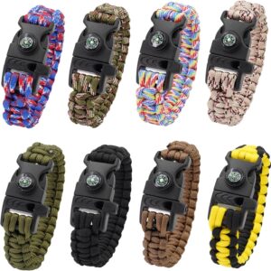 RLXMARTD 8-Pack Emergency Survival Bracelet with Whistle