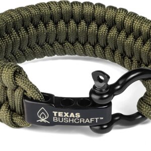Texas Bushcraft Firecraft Cord Survival Bracelet with Bow Shackle